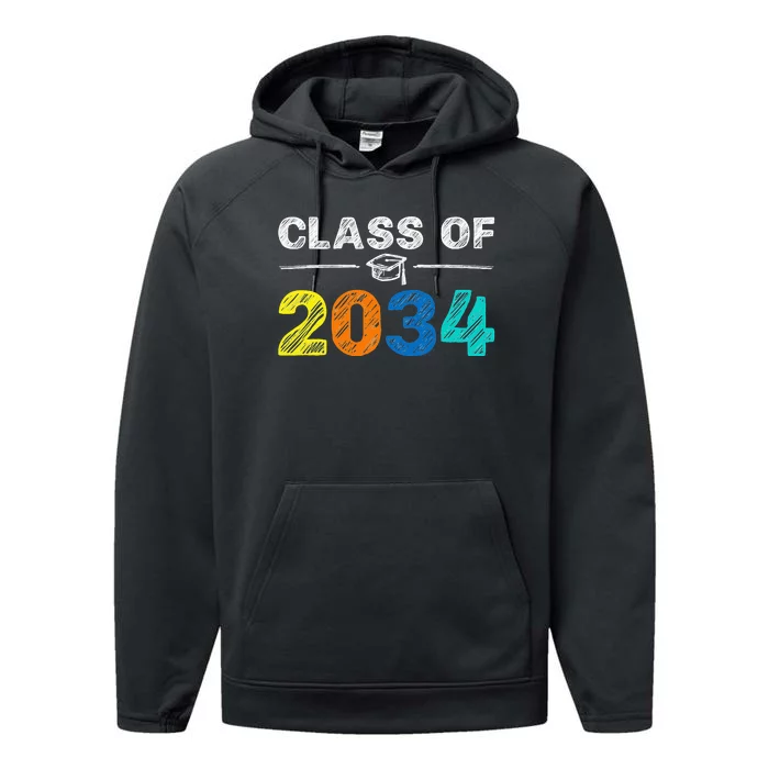 Class Of 2034 Grow With Me First Day Of School Graduation Performance Fleece Hoodie