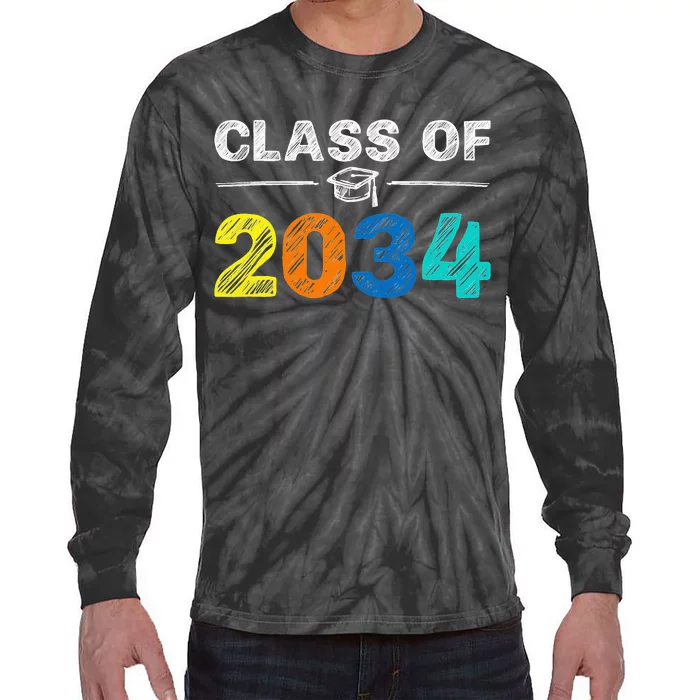 Class Of 2034 Grow With Me First Day Of School Graduation Tie-Dye Long Sleeve Shirt