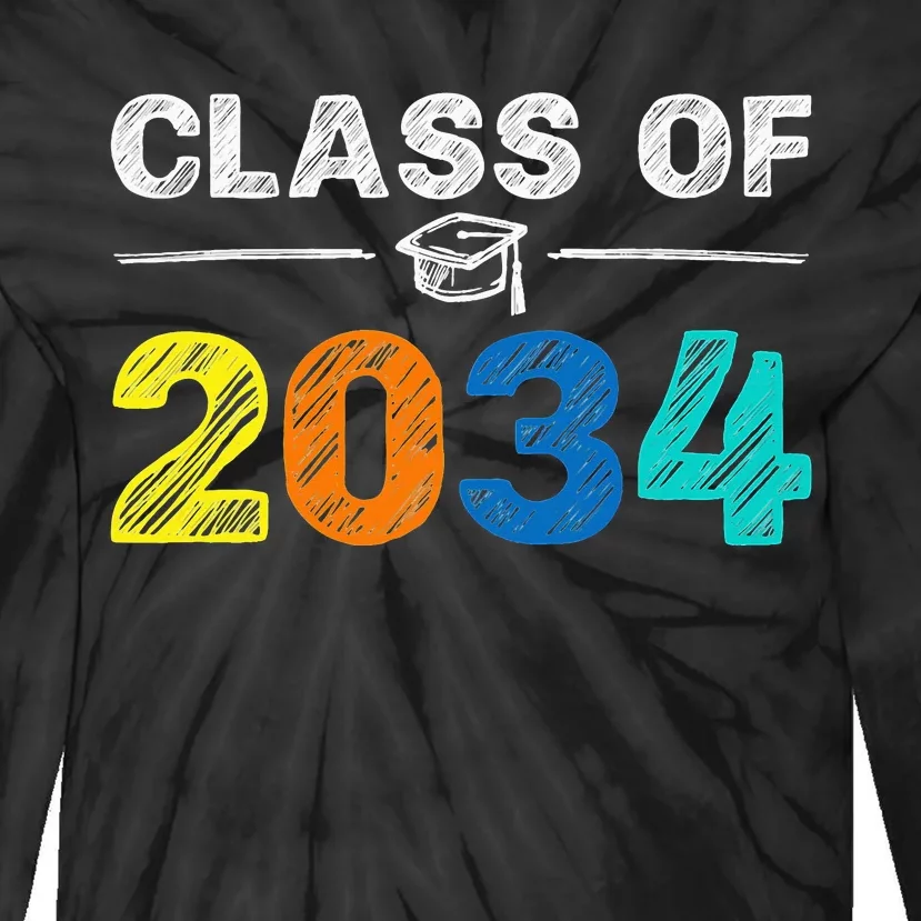 Class Of 2034 Grow With Me First Day Of School Graduation Tie-Dye Long Sleeve Shirt