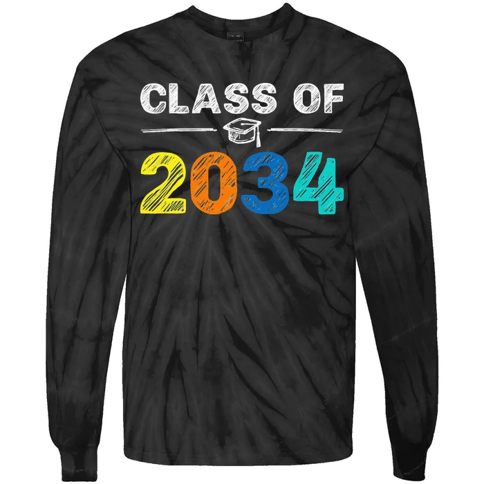 Class Of 2034 Grow With Me First Day Of School Graduation Tie-Dye Long Sleeve Shirt