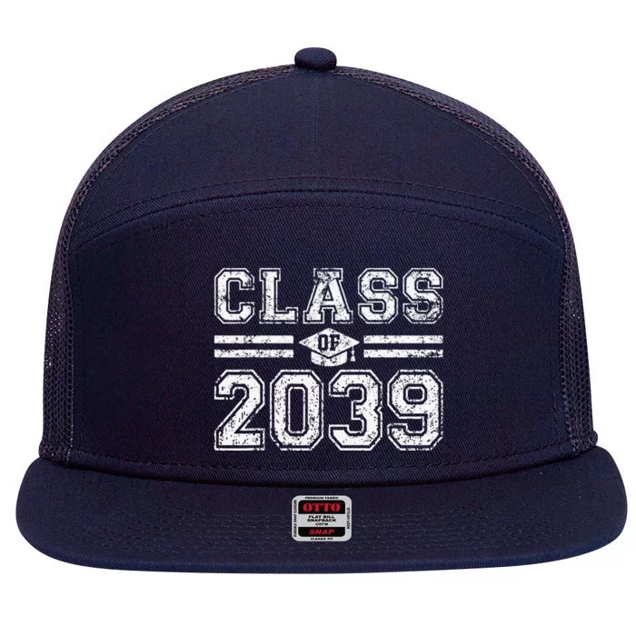 Class Of 2039 Grow With Me Graduation First Day Of School 7 Panel Mesh Trucker Snapback Hat