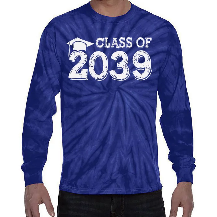 Class Of 2039 Grow With Me Handprints Space On Back Tie-Dye Long Sleeve Shirt