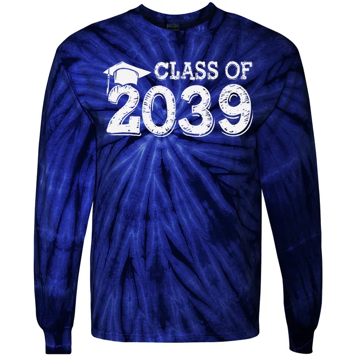 Class Of 2039 Grow With Me Handprints Space On Back Tie-Dye Long Sleeve Shirt