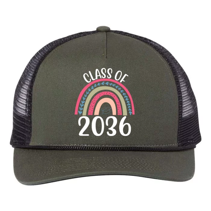 Class Of 2036 Rainbow Graduation Retro Rope Trucker Hat Cap