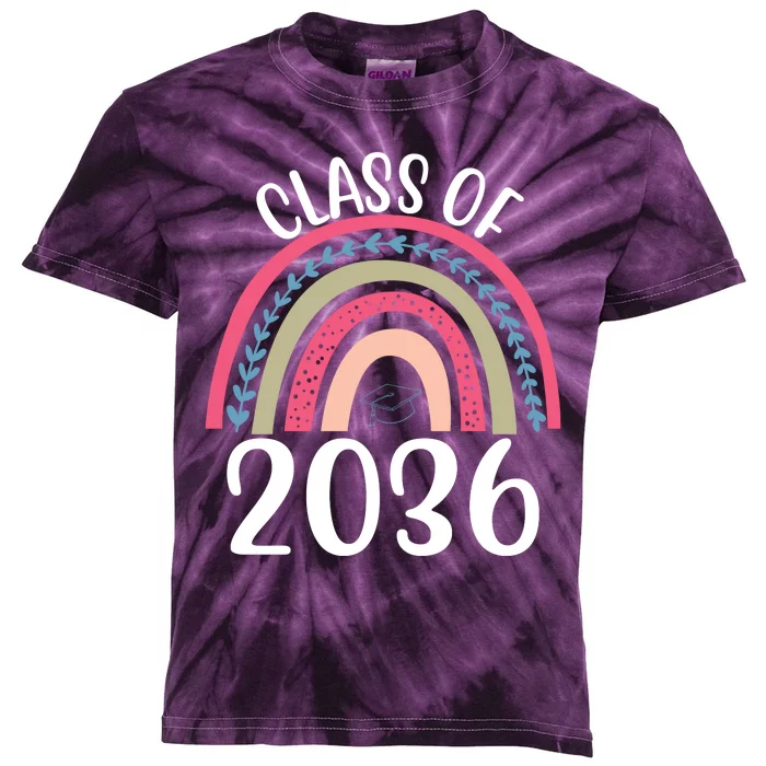 Class Of 2036 Rainbow Graduation Kids Tie-Dye T-Shirt