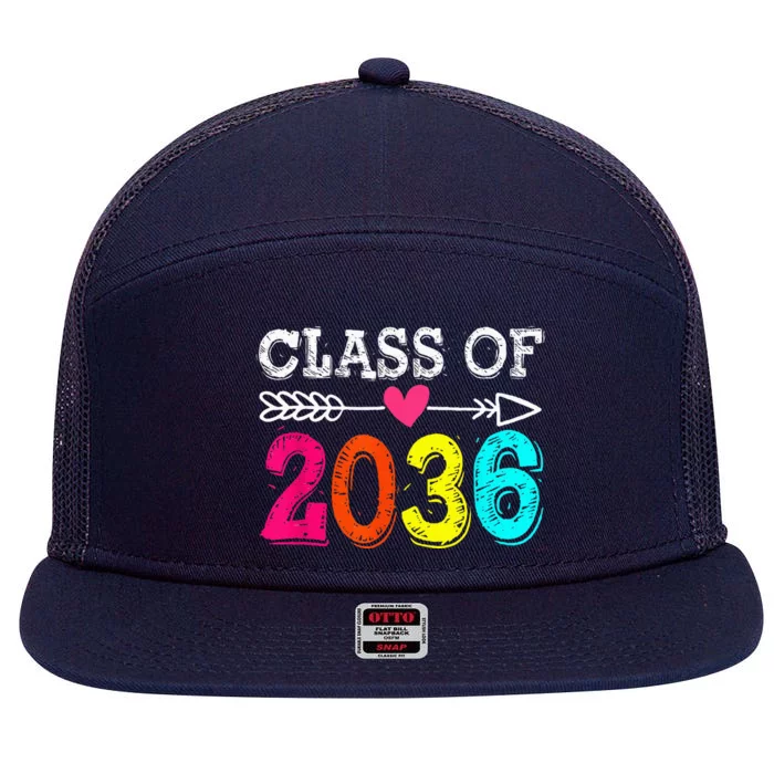 Class Of 2036 Grow With Me First Day Of School Graduation 7 Panel Mesh Trucker Snapback Hat