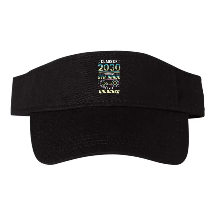 Class Of 2030 Gaming 5th Grade Level Unlocked Back To School Valucap Bio-Washed Visor