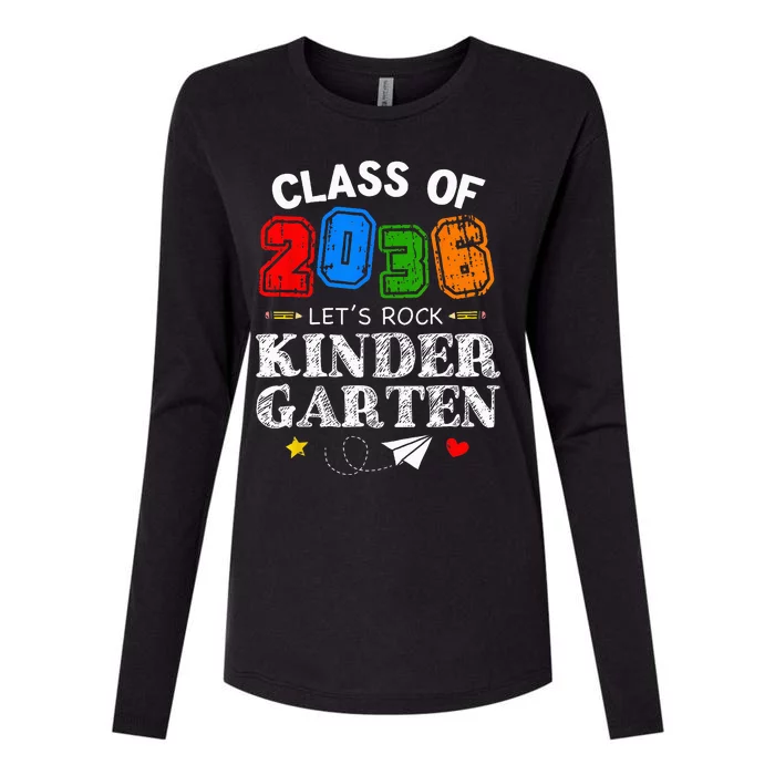 Class Of 2036 Lets Rock Kindergarten Back To School Womens Cotton Relaxed Long Sleeve T-Shirt