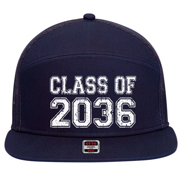 Class Of 2036 Grow With Me Graduation Vintage 7 Panel Mesh Trucker Snapback Hat