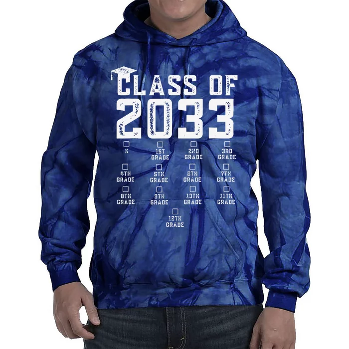 Class Of 2033 Grow With Me With Space For Checkmarks Tie Dye Hoodie