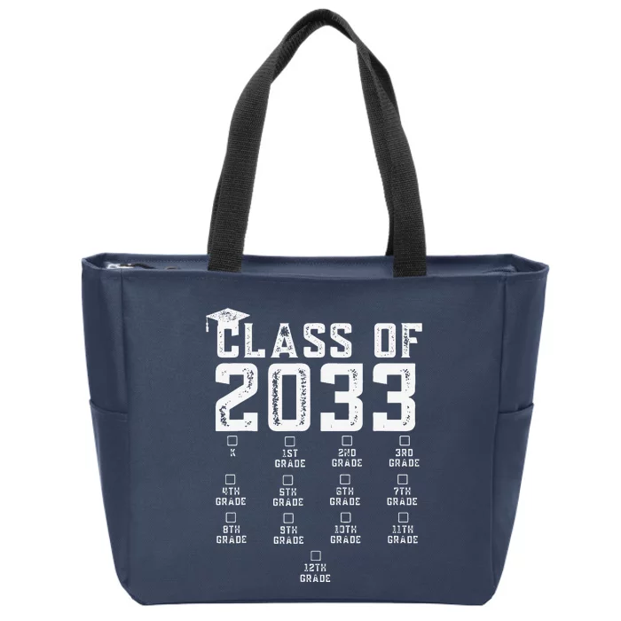 Class Of 2033 Grow With Me With Space For Checkmarks Zip Tote Bag