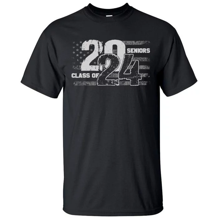 Class Of 2024 Distressed American Flag Seniors Tall T-Shirt