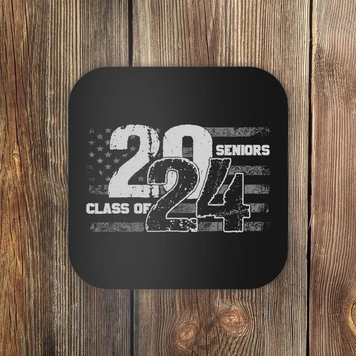 Class Of 2024 Distressed American Flag Seniors Coaster