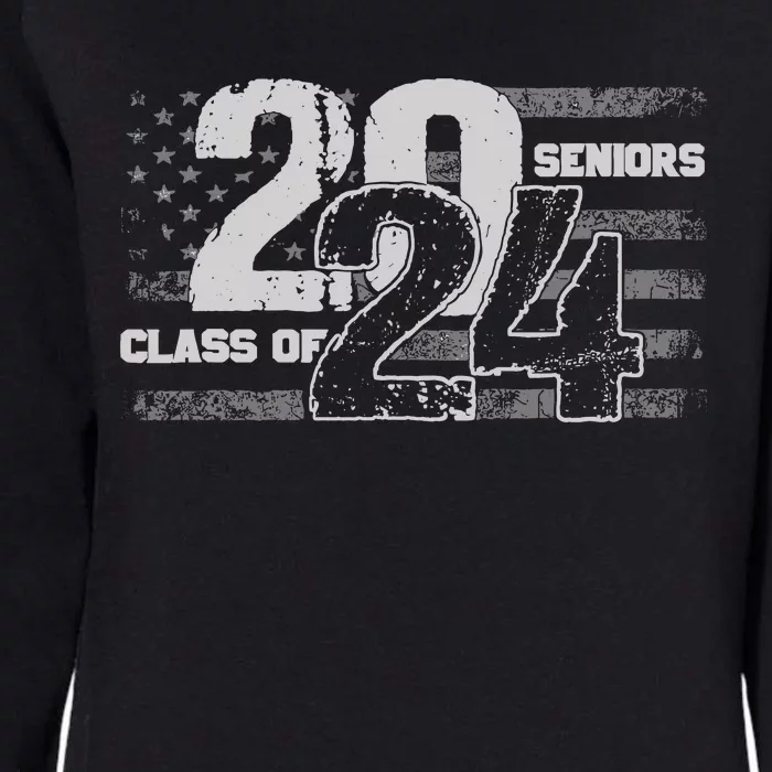 Class Of 2024 Distressed American Flag Seniors Womens California Wash Sweatshirt