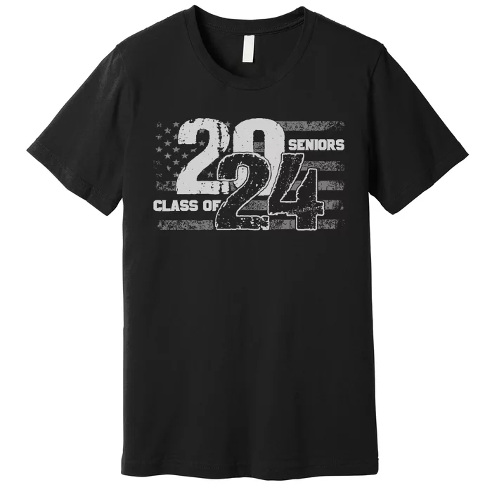 Class Of 2024 Distressed American Flag Seniors Premium T-Shirt