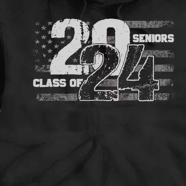 Class Of 2024 Distressed American Flag Seniors Tie Dye Hoodie