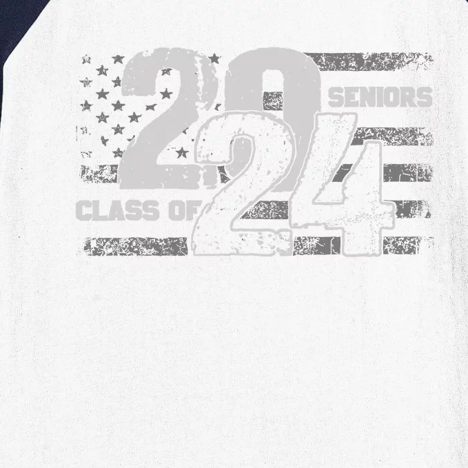 Class Of 2024 Distressed American Flag Seniors Baseball Sleeve Shirt