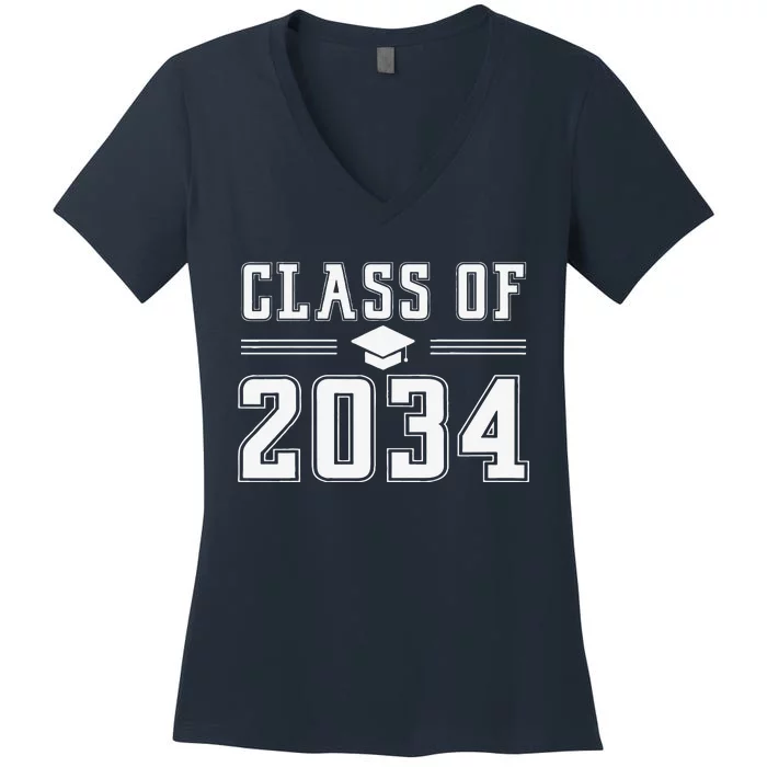 Class Of 2034 Grow With Me First Day Of School Women's V-Neck T-Shirt