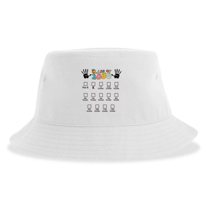 Class Of 2030 Grow With Me Checklist Prek 12th Retro K12 Sustainable Bucket Hat