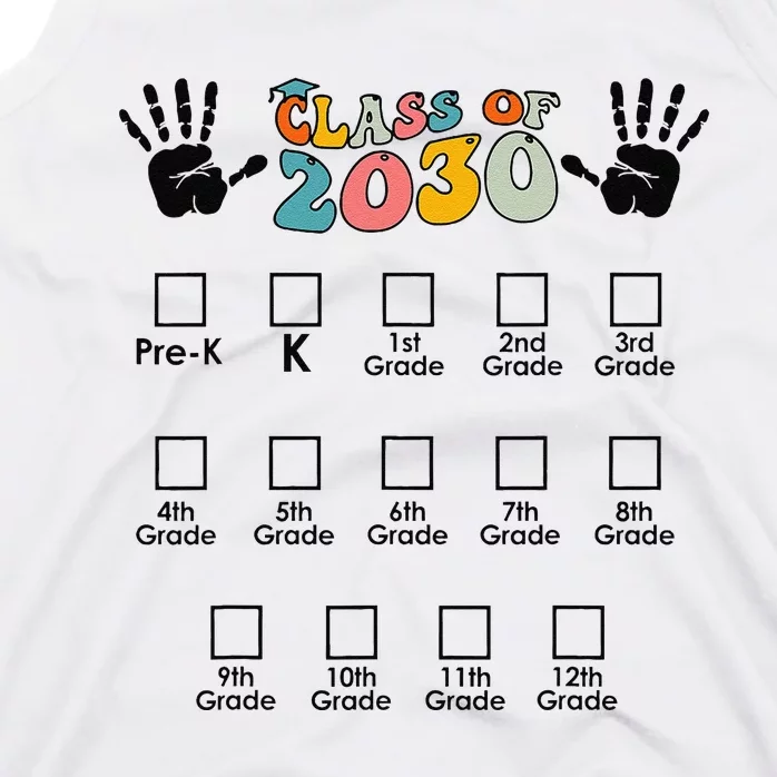 Class Of 2030 Grow With Me Checklist Prek 12th Retro K12 Tank Top