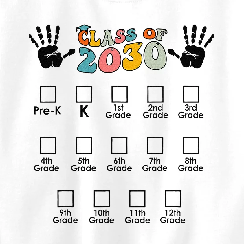 Class Of 2030 Grow With Me Checklist Prek 12th Retro K12 Kids Sweatshirt