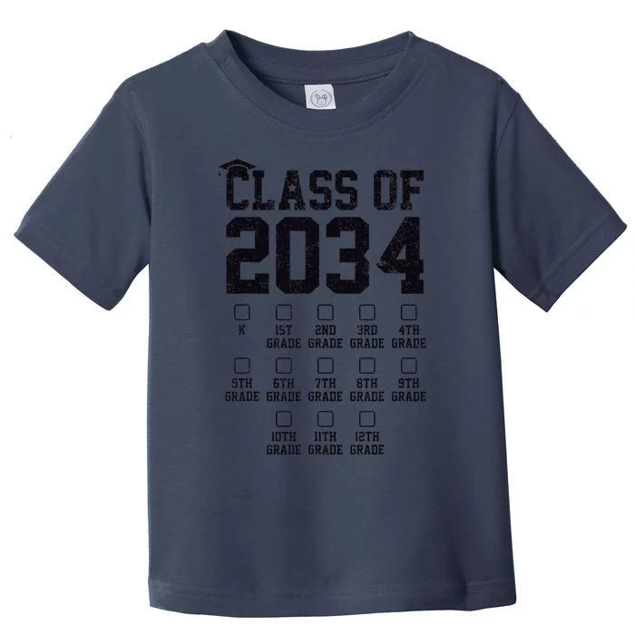 Class Of 2034 Grow With Me Check Marks First Day Of School Toddler T-Shirt