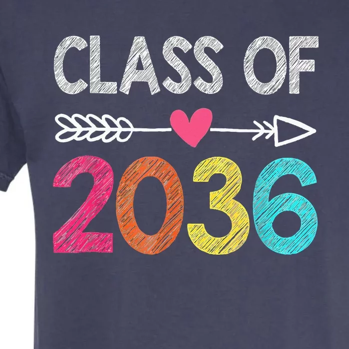 Class Of 2036 Grow With Me First Day Of Kindergarten Garment-Dyed Heavyweight T-Shirt