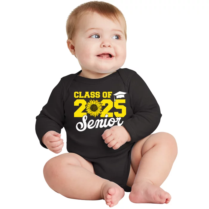 Class Of 2025 Senior 2025 Sunflower Back To School 2025 Girl Baby Long Sleeve Bodysuit