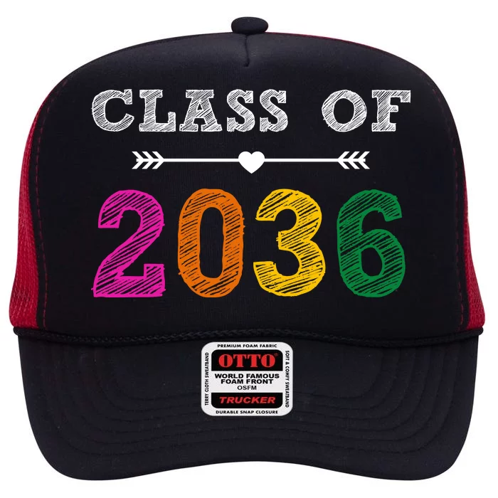 Class Of 2036 Colorful Graduation Gift High Crown Mesh Trucker Hat