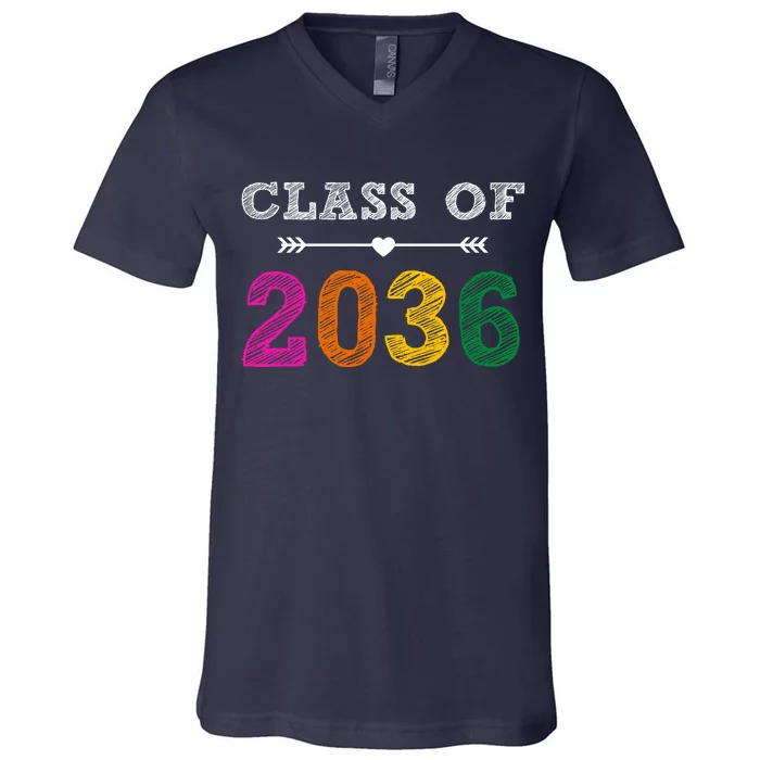 Class Of 2036 Colorful Graduation Gift V-Neck T-Shirt