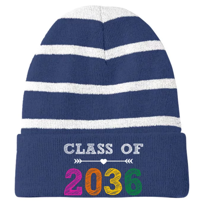 Class Of 2036 Colorful Graduation Gift Striped Beanie with Solid Band