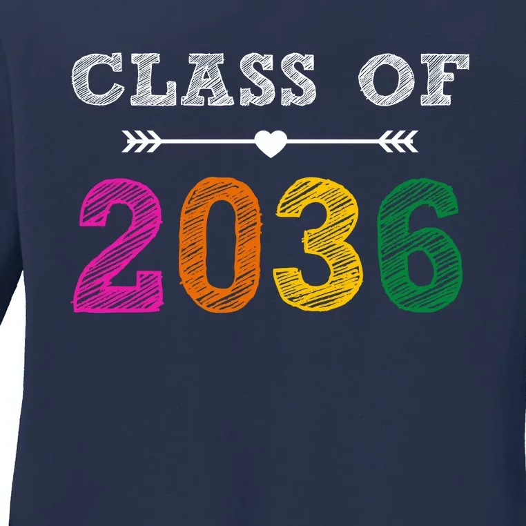 Class Of 2036 Colorful Graduation Gift Ladies Long Sleeve Shirt