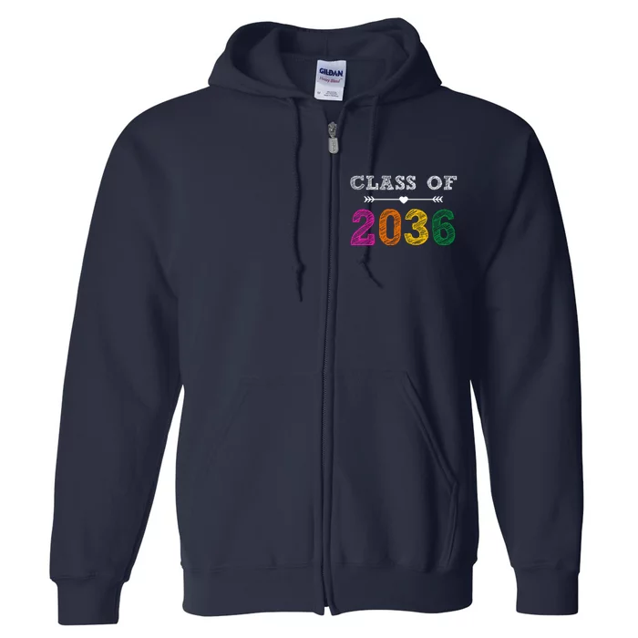 Class Of 2036 Colorful Graduation Gift Full Zip Hoodie