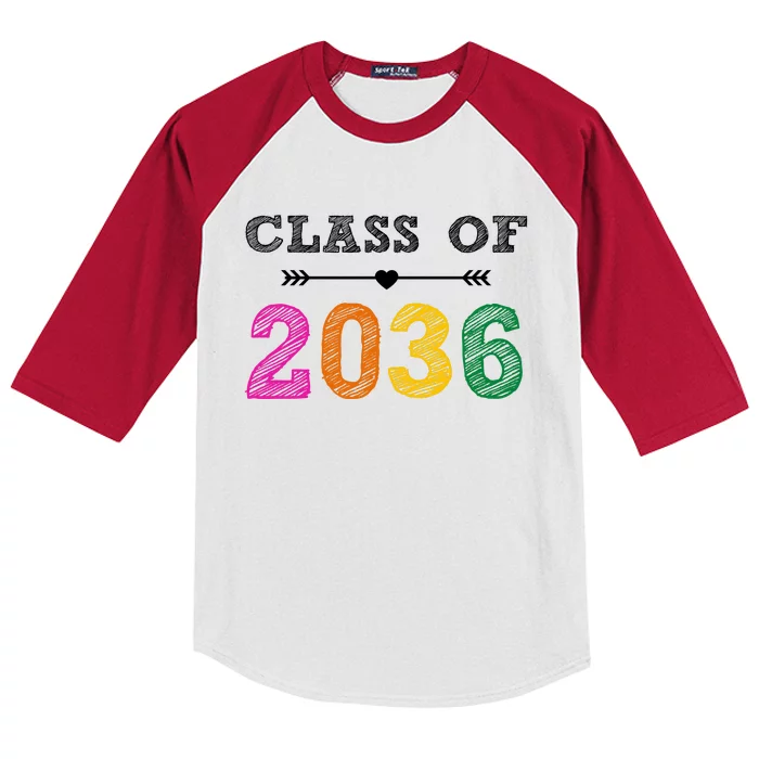 Class Of 2036 Colorful Graduation Gift Kids Colorblock Raglan Jersey