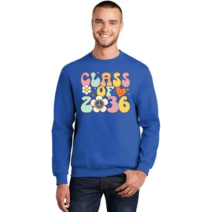 Class Of 2036 Hippie Peace Grow Me Kindergarten To Graduate Tall Sweatshirt