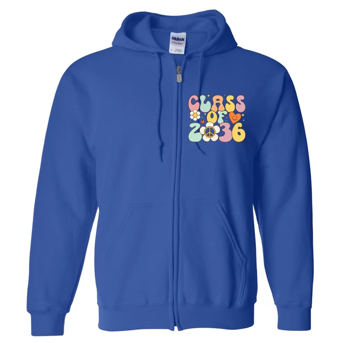 Class Of 2036 Hippie Peace Grow Me Kindergarten To Graduate Full Zip Hoodie