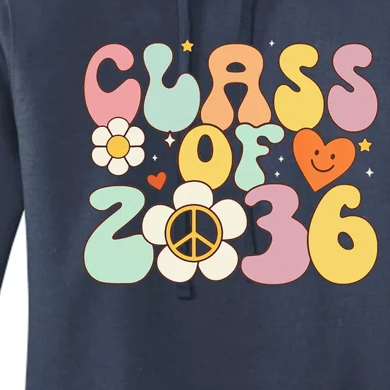 Class Of 2036 Hippie Peace Grow Me Kindergarten To Graduate Women's Pullover Hoodie