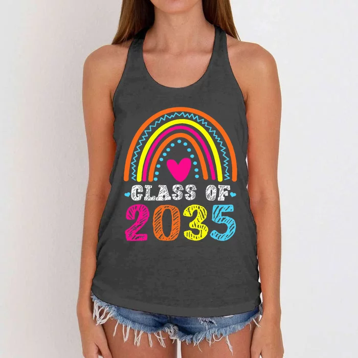 CLASS OF 2035 Kindergarten Grow With Me Student School Women's Knotted Racerback Tank