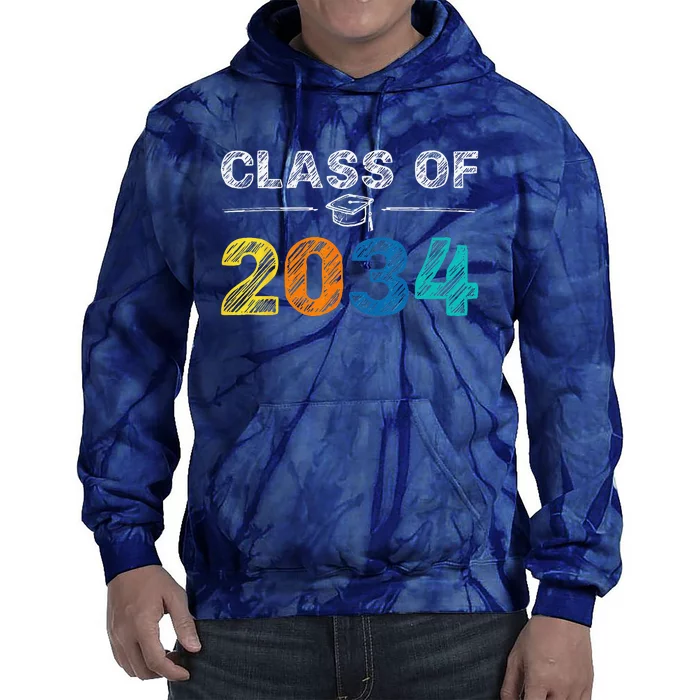 Class Of 2034 Grow With Me First Day Of School Graduation Cute Tie Dye Hoodie