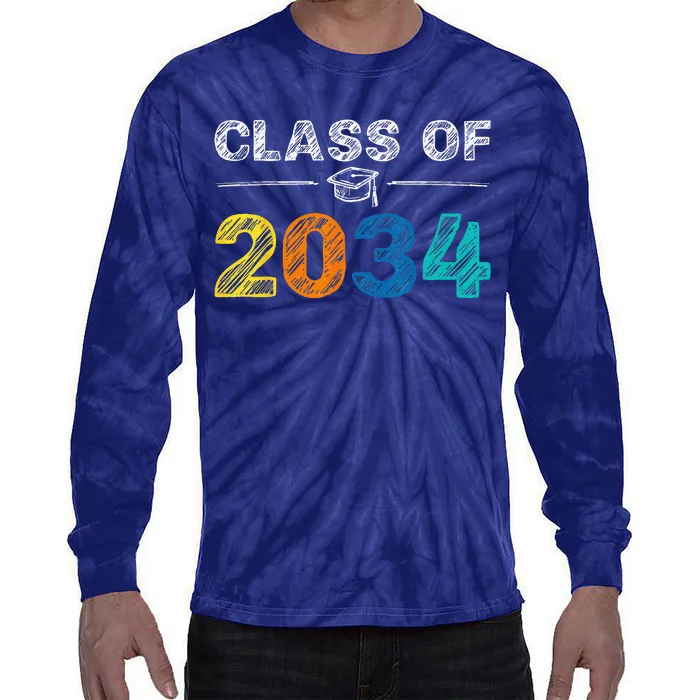 Class Of 2034 Grow With Me First Day Of School Graduation Cute Tie-Dye Long Sleeve Shirt