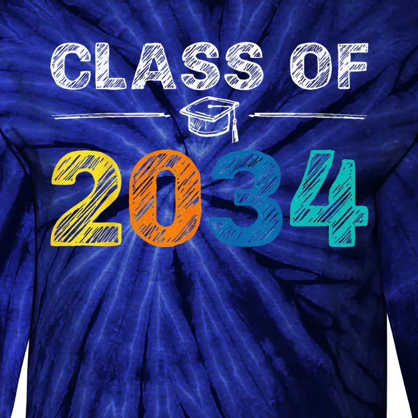 Class Of 2034 Grow With Me First Day Of School Graduation Cute Tie-Dye Long Sleeve Shirt