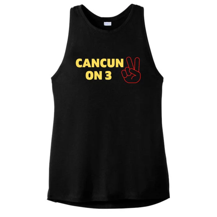 Cancun On 3 Funny Cancun On Three Ladies Tri-Blend Wicking Tank