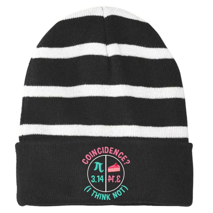 Celebrated On 3-14 March 14th Pi Equals Pie For Pi Day Striped Beanie with Solid Band