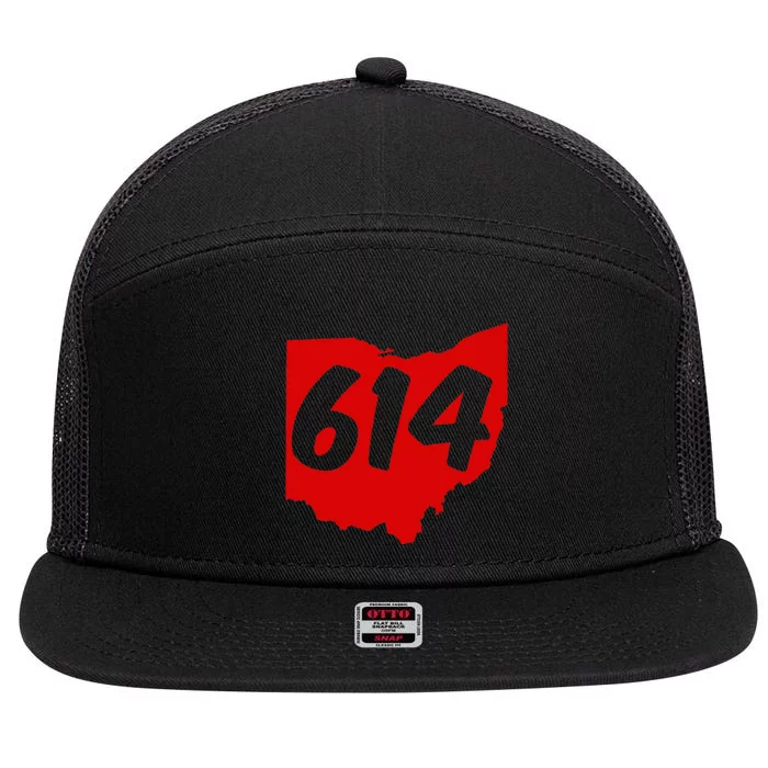 Columbus Ohio 614 Area Code 614 7 Panel Mesh Trucker Snapback Hat