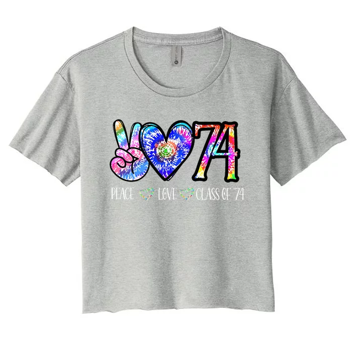 Class Of 74 1974 50th Class Reunion Tie Dye Graduation Items Women's Crop Top Tee