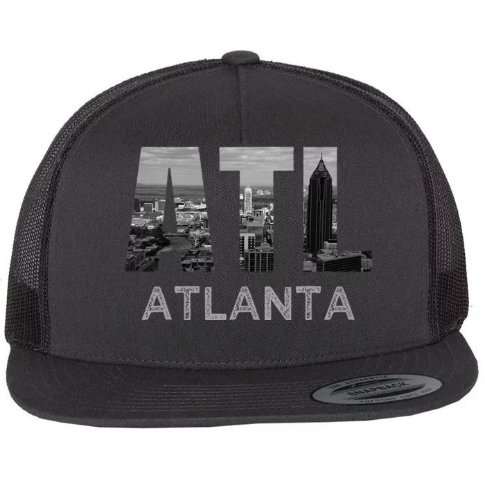 City Of Atlanta Georgia Skyline Cityscape Downtown Atl Home Flat Bill Trucker Hat