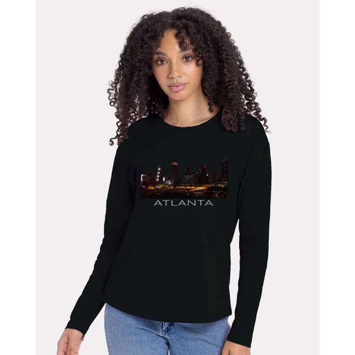 City Of Atlanta Nightlife Georgia Skyline Cityscape Love ATL Womens Cotton Relaxed Long Sleeve T-Shirt