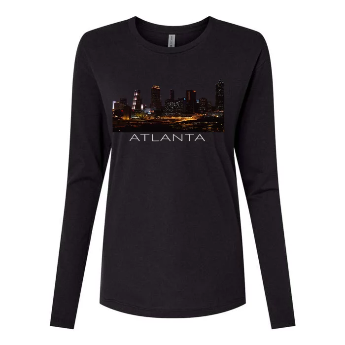 City Of Atlanta Nightlife Georgia Skyline Cityscape Love ATL Womens Cotton Relaxed Long Sleeve T-Shirt