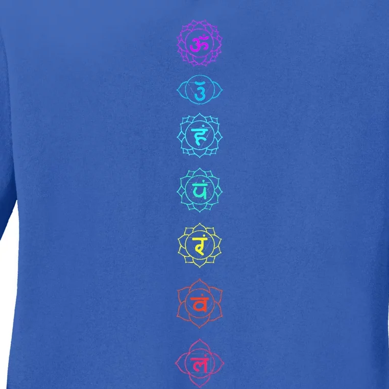 Chakras Om Anahata Sahasrara Mulsdhara Ladies Long Sleeve Shirt