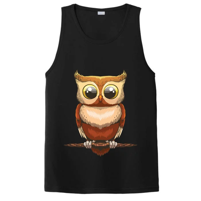 Cute Owl Art For Men Women Boy Girl Owl Lovers Performance Tank